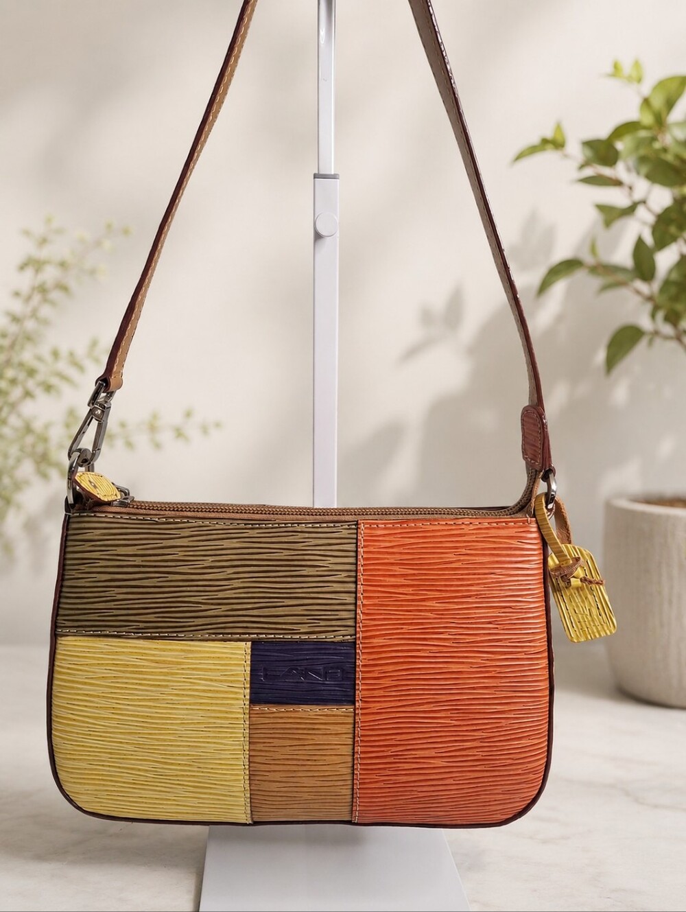 LAND Longrain Rose Mix Leather Patchwork Mini Shoulder Bag NWOT